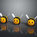Cartoon Bees With Different Expressions Smiling Angry And Sad Faces Yellow Black Bodies White Wings