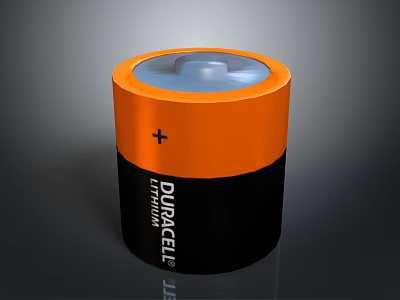 Duracell Ultimate Battery With Orange And Black Casing For Electronic Devices 3d model