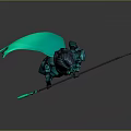 Fantasy Female Warrior Character With Green Armor Horns Spear And Green Cape 3D