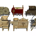 Modern grain windmill threshing machine rice threshing machine 3d model