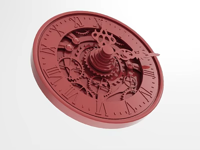 Industrial Equipment Circular Red Design Featuring Roman Numerals Mechanical Gears And Intricate Mechanism 3d model