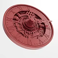 Industrial Equipment Circular Red Design Featuring Roman Numerals Mechanical Gears And Intricate Mechanism