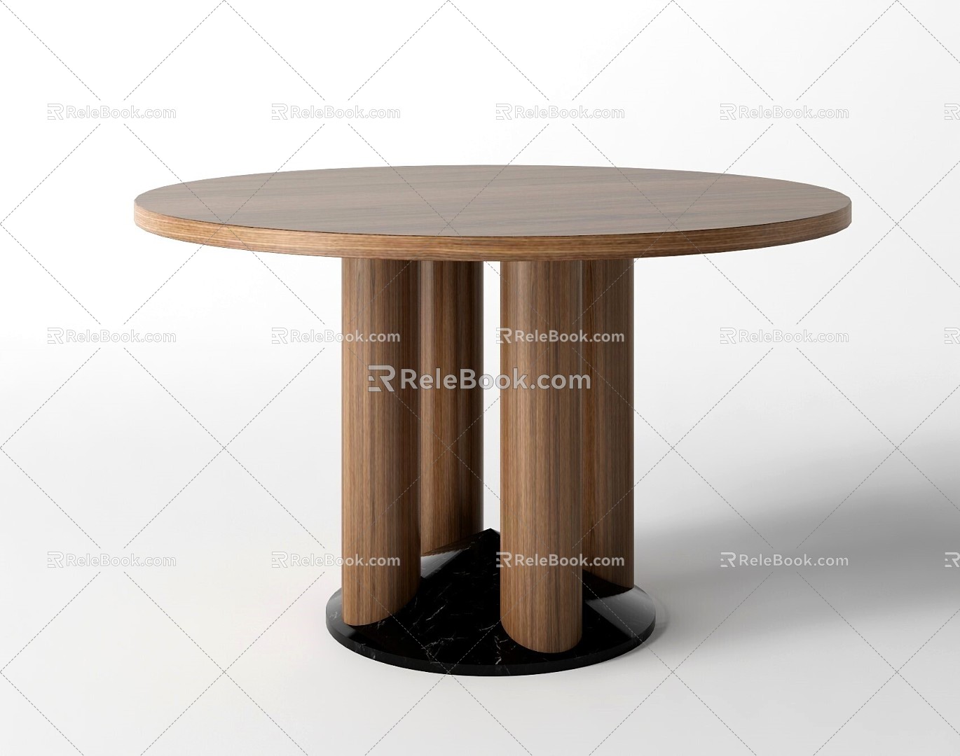 Round Table Solid Wood Dining Table 3d model