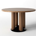 Round Table Solid Wood Dining Table 3d model