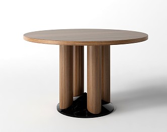 Round Table Solid Wood Dining Table 3d model