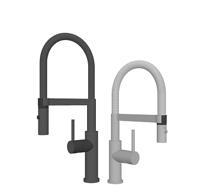 Two Modern Black And White Faucets With Curved Handle Contemporary Design 3d model