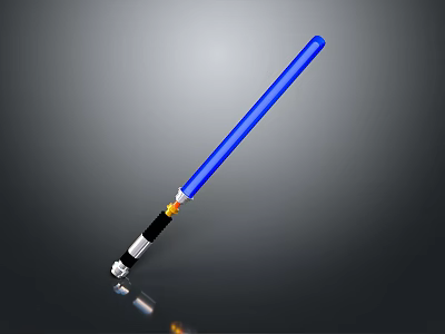 Blue Lightsaber With Black Silver Handle And Glowing Blue Blade 3d model