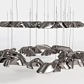 Modern Metal Chandelier With Multiple Hanging Geometric Shaped Elements And Layered Design 3d model