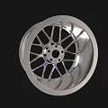 Shiny Silver Automotive Tire Rim With Modern Spoke Design And Center Logo