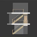 Modern Staircase Structure With Multi Level Platforms And Wooden Railings 3d model