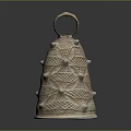 Decorative Ceramic Bell With Woven Pattern And Embossed Beads On Top Ring