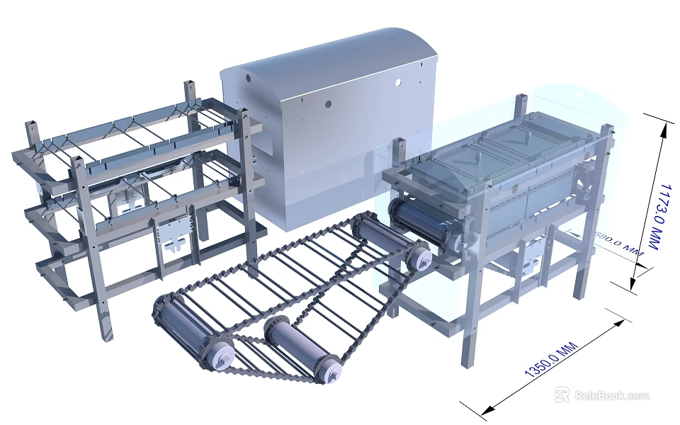 Industrial Conveyor System Equipment with Metal Frames Rollers and Modular Design Structure 3d model