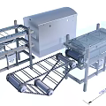 Industrial Conveyor System Equipment with Metal Frames Rollers and Modular Design Structure 3d model