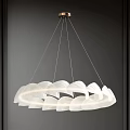 Modern White Chandelier With Layered Wave Design Hanging In Interior Space 3d model
