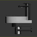 Multiple White Washbasins With Various Designed Faucets Arranged Together On 3d model