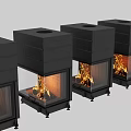 Modern ASTOV Fireplace With Glass Door And Burning Flames Black Steel Design For Home Interior