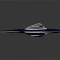 Futuristic Blue Spaceship With Streamlined Design Transparent Cockpit And Red Indicator Lights