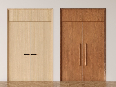 Cream style solid wood double door antique style solid wood double door opposite door 3d model