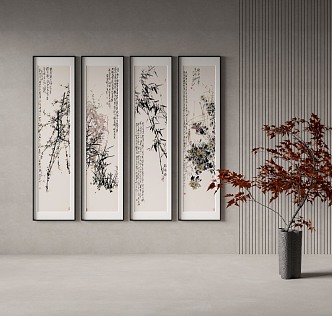 New Chinese Plant Painting Decorative Painting 3d model