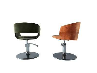 Green Velvet And Brown Leather Massage Chairs With Swivel Base And Metal Frames 3d model