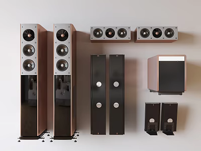Home Audio Speakers Collection Featuring Floorstanding Bookshelf And Center Channel Designs 3d model