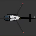 Modern Helicopter Design With White Body Black Rotors And Reflective Surface Background