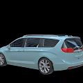 Light Blue Modern Minivan With Roof Rack And Stylish Alloy Wheels