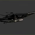 Futuristic Black Spacecraft Featuring Yellow Accents Orange Thrusters And Aerodynamic Wing Design
