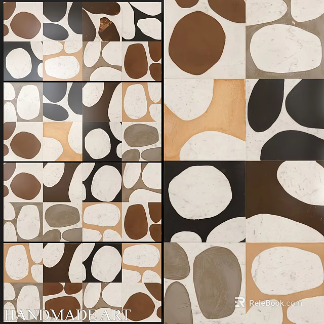 Geometric Patterned Decorative Wall Components with Various Curved Shapes and Earth Tones 3d model 
