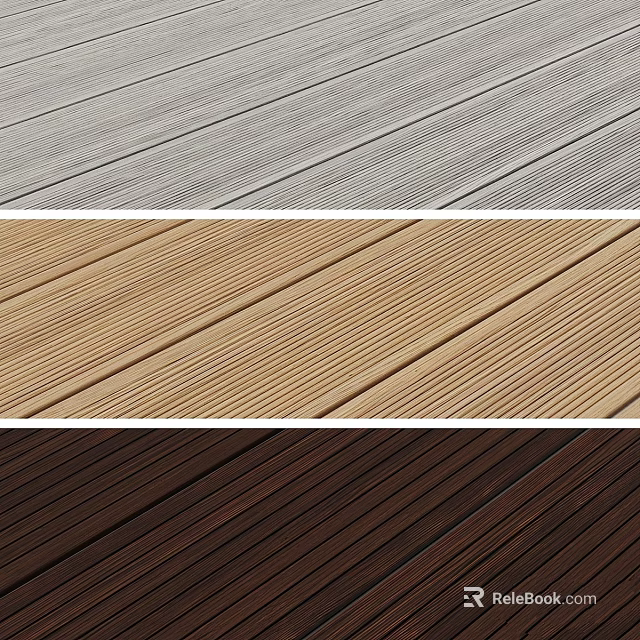 Wooden Flooring Components In Light Gray Medium Brown And Dark Brown Textures 3d model 