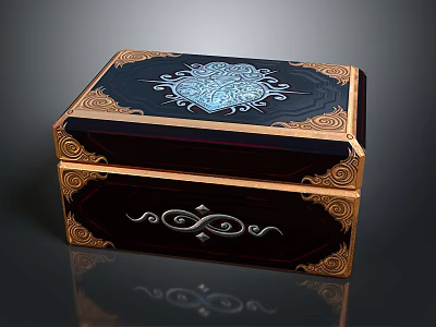 Elegant Decorative Ornament Set With Dark Box Gold Trim And Intricate Patterns 3d model
