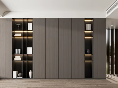 Modern Style Decorative Cabinet With Built In Lighting And Display Accessories 3d model
