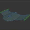 3D Sci Fi Spaceship Model With Metallic Surface Green Glowing Lights And Streamlined Design 3d model
