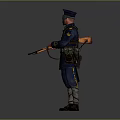 Tactical Uniformed Character Standing With Crossed Arms Helmet Mask And Blue Gear