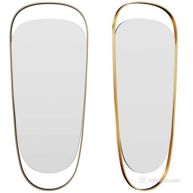 Two Modern Luxury Mirrors With Sleek Golden Frames For Interior Decoration 3d model