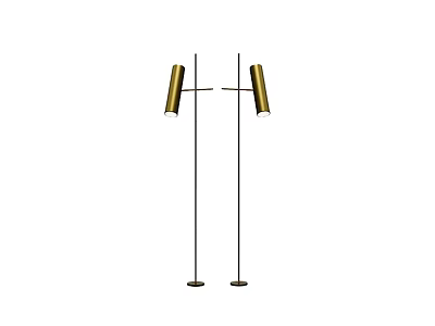 Modern Tall Floor Lamps with Black Stand and Gold Shade for Home Decor 3d model