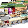 Modern Commercial Complex Design With Green Roofs Open Central Space And Water Features
