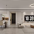 Modern Living and Dining Room Interior Design With Sofa Dining Table Wall TV Ceiling Light 3d model