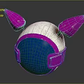 Smart Machine With Spherical Design Pink Ears Blue Face And Glowing Pixel Smiley