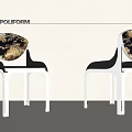 Poliform Modern Dining Chairs With Floral Pattern Backrest And Metal Frame 3d model