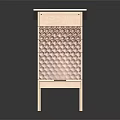 Modern Wooden Functional Desk with Honeycomb Lattice Front Storage Drawers and Angled Legs