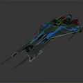 Futuristic Sci Fi Spaceship With Sleek Black And Blue Exterior Design