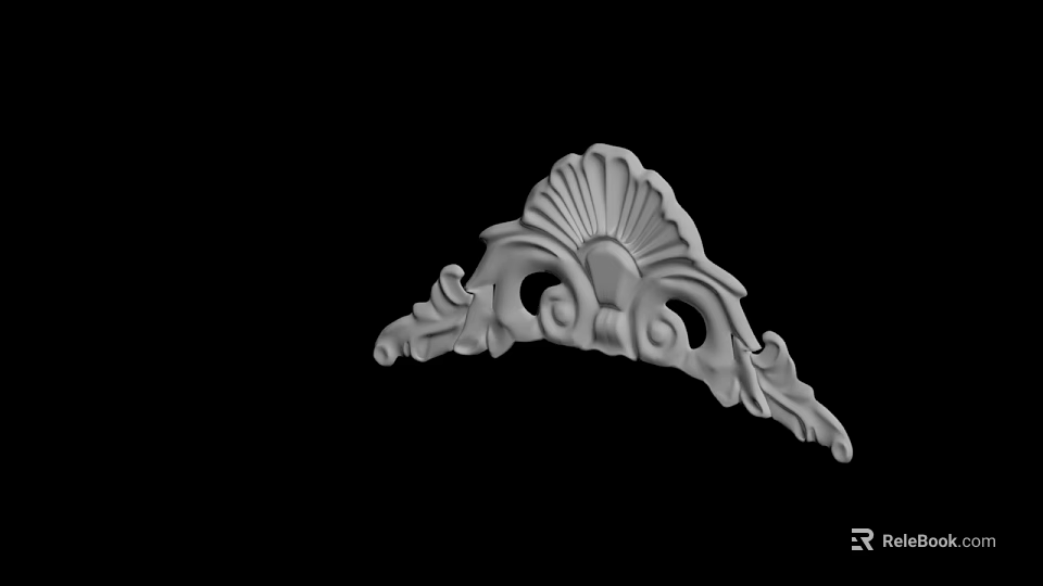 Ornate White Carved Decoration with Intricate Scroll and Shell Patterns for Architectural Accent 3d model 