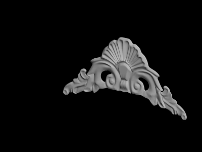 Ornate White Carved Decoration with Intricate Scroll and Shell Patterns for Architectural Accent 3d model