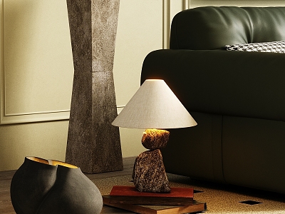 Retro Art Styling Stone Table Lamp model