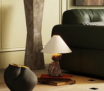 Retro Art Styling Stone Table Lamp 3d model