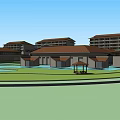 Modern Hotel Building Design With Glass Curtain Walls Wooden Structures And Sunshades