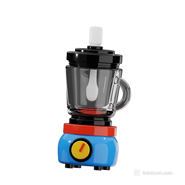 Vibrant Blue Base Blender Kitchen Appliance With Red Part Transparent Cup And Yellow Knob 3d model 