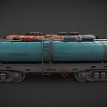Heavy Duty Tank Truck With Two Blue Red Tanks And Warning Sign
