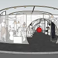 Modern Clothing Store Interior With Curved Design Transparent Partitions And Mannequins